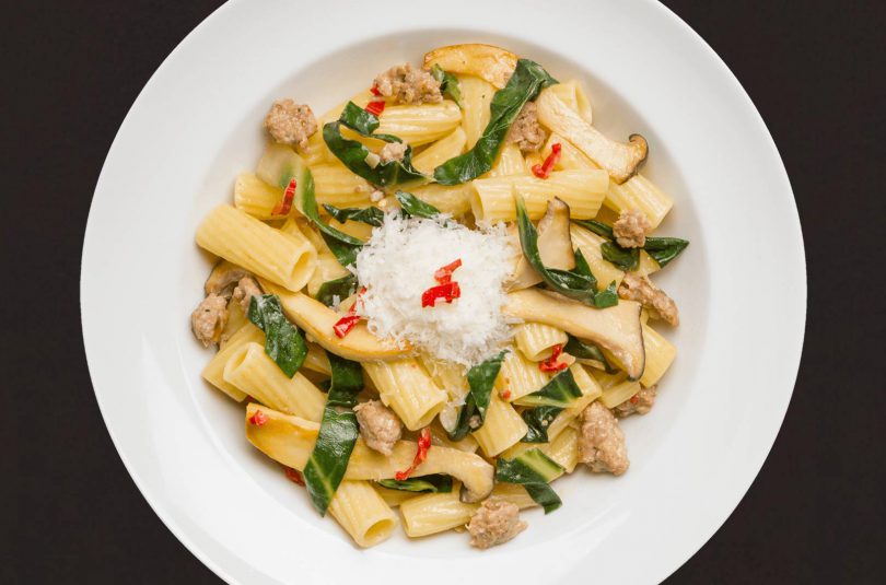 Rigatoni mit Salsiccia und Kräuterseitling