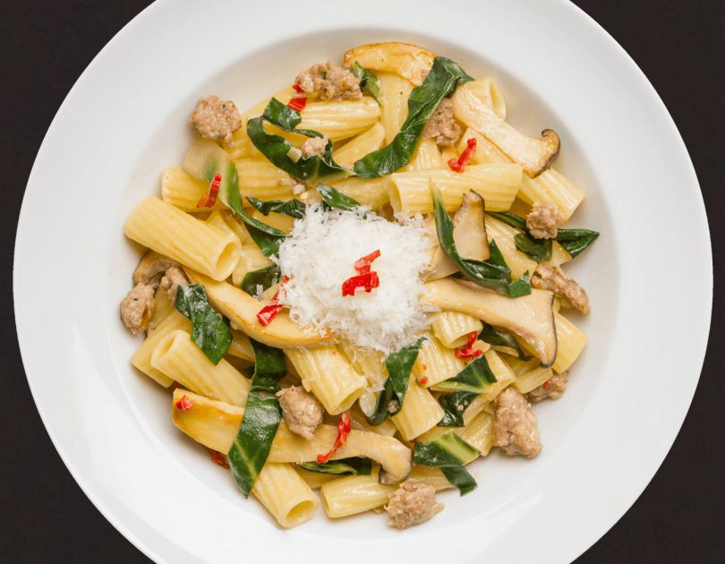 Rigatoni mit Salsiccia und Kräuterseitling