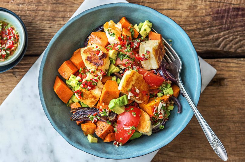 Buntes Ofengemüse mit Halloumi