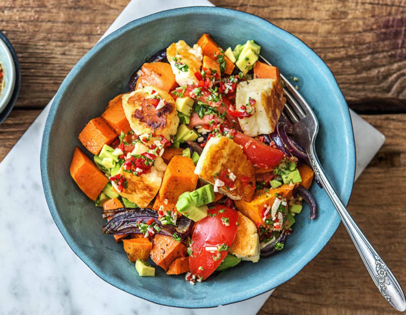 Buntes Ofengemüse mit Halloumi