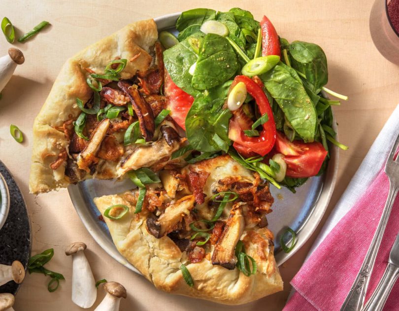 Galette mit Kräuterseitlingen und Bacon