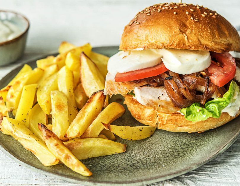 Hähnchen-Burger mit Mozzarella