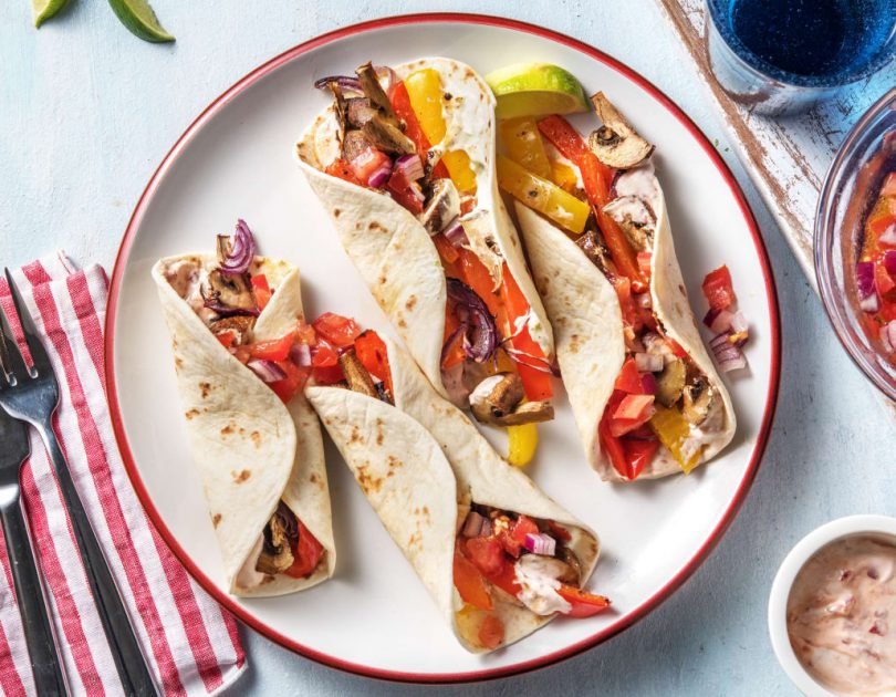 Vegetarische Fajitas mit Paprika & Pilzen
