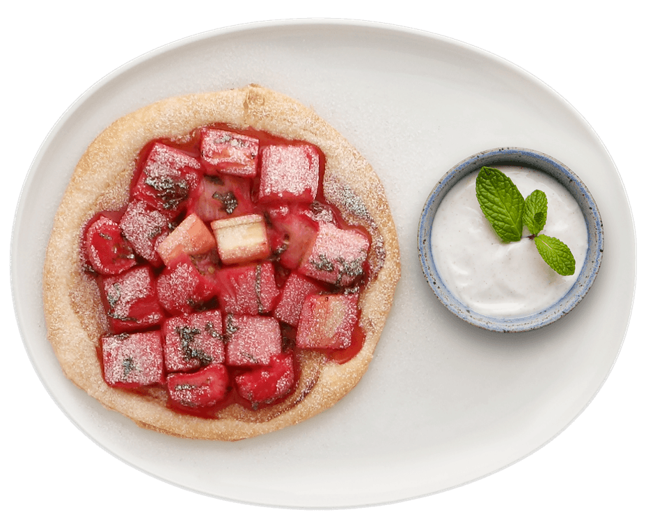 Rhabarber-Marzipan-Tortchen Rhabarber-Marzipan-Törtchen mit grieschischem Joghurt