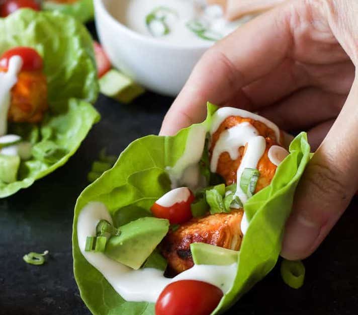Buffalo-Chicken-Lettuce-Wraps Grilled Buffalo Chicken Lettuce Wraps