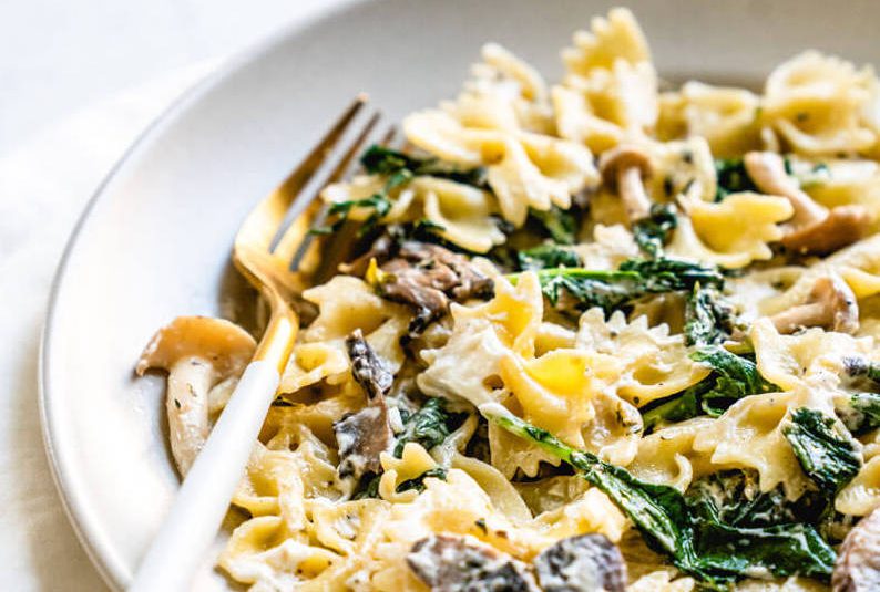 Mushroom Pasta with Goat Cheese