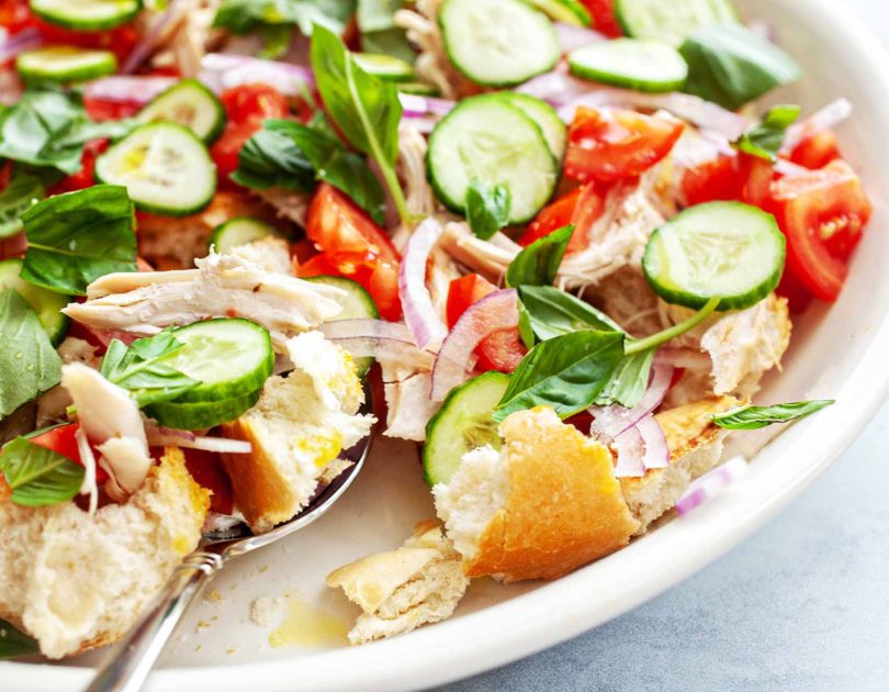 chicken-panzanella Panzanella with Poached Chicken