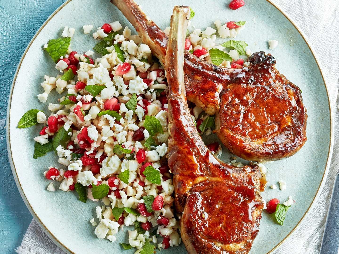 lamb-cauliflower-tabbouleh Lamb Steaks with Cauliflower Tabbouleh