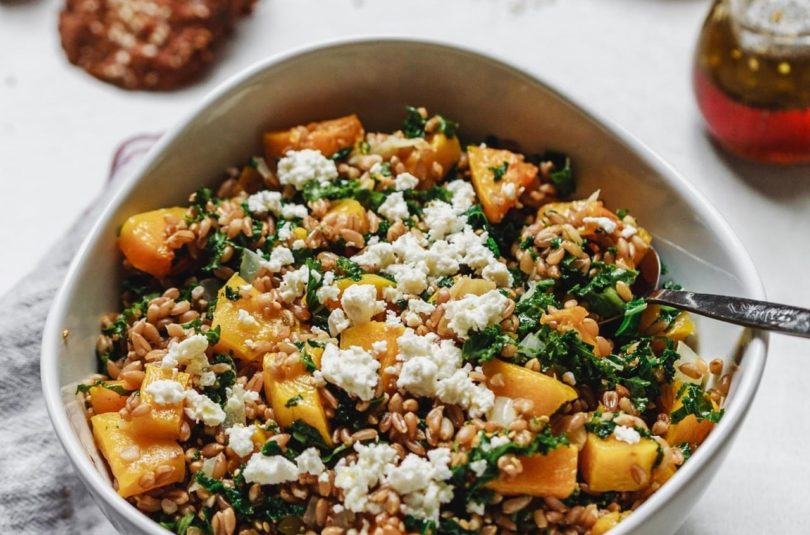 Roasted Butternut Squash, Farro and Sumac Salad