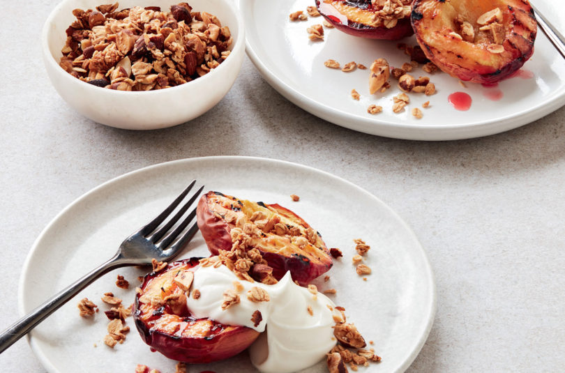 Chargrilled Peaches with Granola Crumble