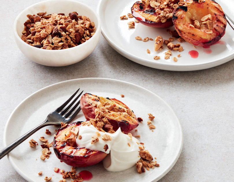Chargrilled Peaches with Granola Crumble