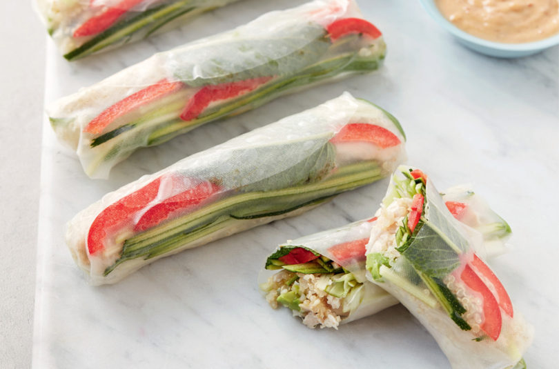 Chicken and Quinoa Satay Rice Paper Rolls