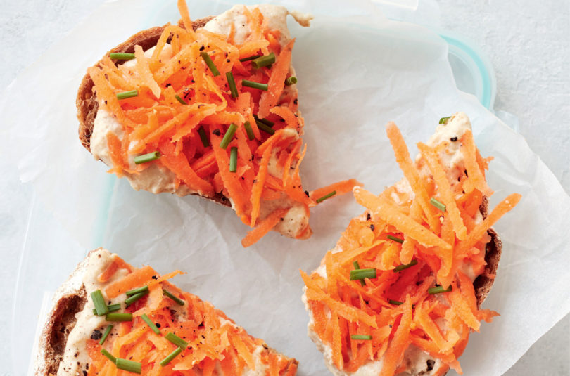 Harissa Hummus with Carrot on Rye