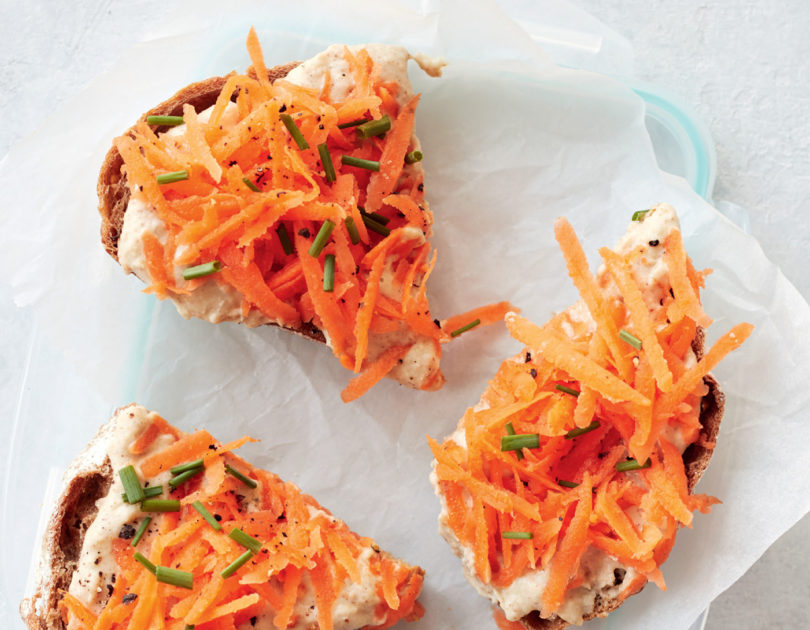 Harissa Hummus with Carrot on Rye