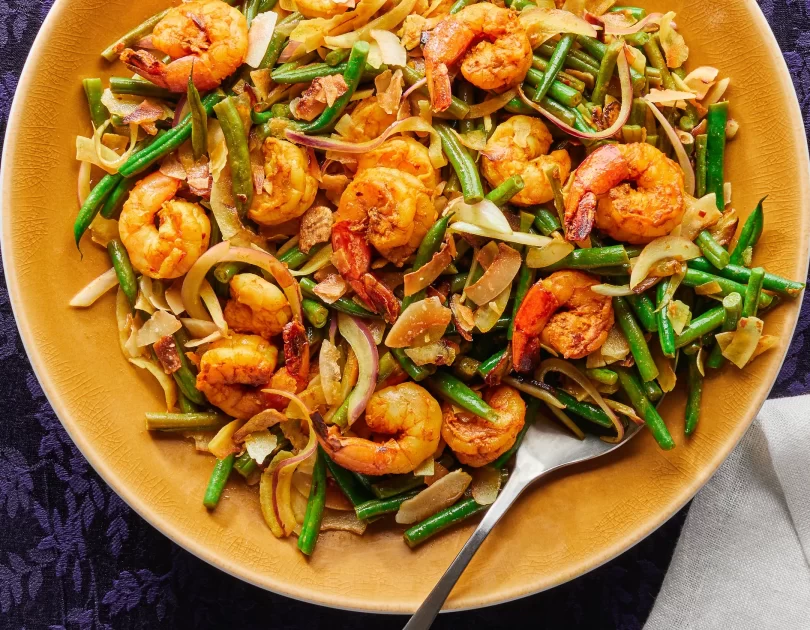 Garlic-Coconut Shrimp and Green Beans