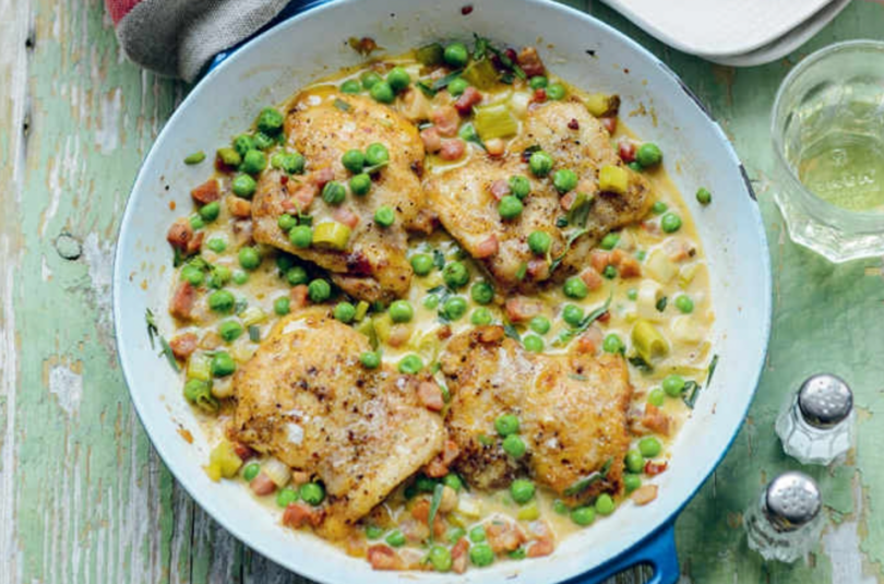 Springtime Chicken with Pancetta & Peas