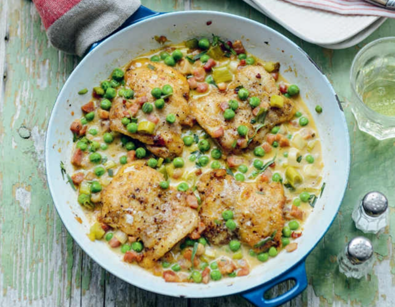 Springtime Chicken with Pancetta & Peas