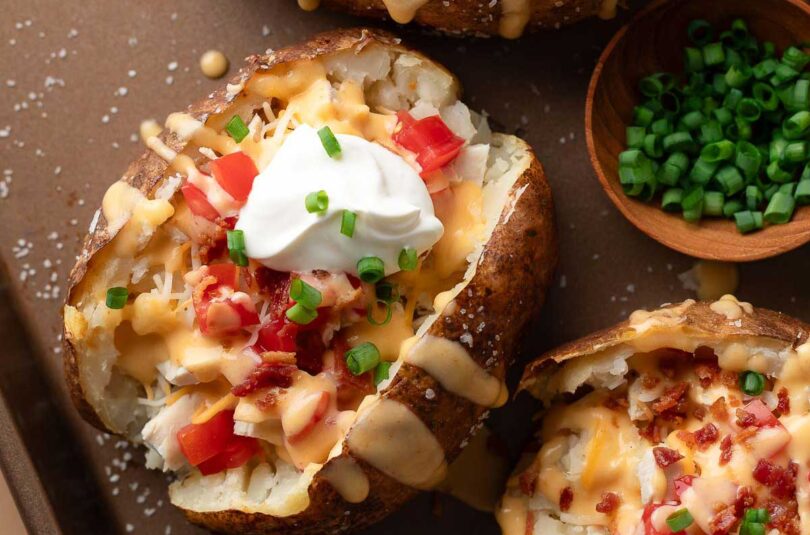 cheesy-loaded-baked-potatoes-chicken-bacon-7 LOADED BAKED POTATOES WITH PANCETTA, BROCCOLI & CHEDDAR CHEESE